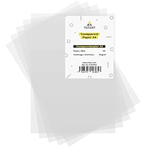 Tritart Overdrukpapier Wit Bedrukbaar DIN A4-125 Vellen 100 g/m² – Overtrek Papier Perkament Foto karton Tekenpapier…