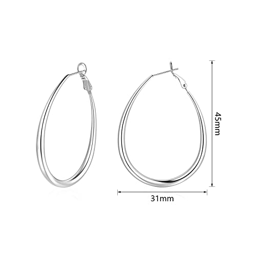 Oval Hoop Earrings - Gold Teardrop Hoops or Silver Hoop Earrings for Women, 14k Gold Hoop Earrings & 925 Sterling Silver Earrings - Hypoallergenic & Lightweight2