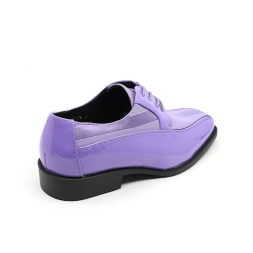 Image of Men's Oxford Lace up Striped Satin Patent Tuxedo Dress Shoes MC-179