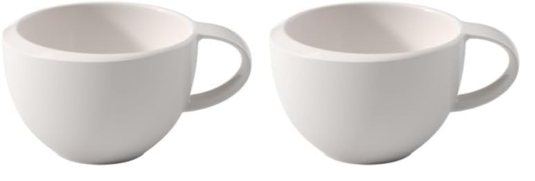 Villeroy & Boch - Taza de moca/expreso NewMoon, Elegante taza con asa para expreso y moca, porcelana premium, apta para lavavajillas, blanca, 90 ml (Paquete de 2)