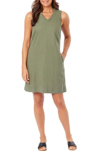 Briggs Ladies' Ruffle V-Neck Linen Blend Dress (US, Alpha, Medium...