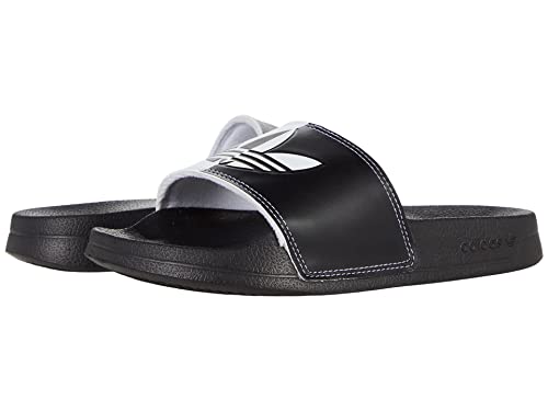 adidas Originals Women's Adilette LITE Slides, Slip on Sandals, White/Black/White, 8