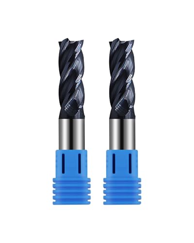 Image of 1 /2'' Carbide Square End Mill, 4 Flute, AlTiN Coating, End Mill Bits for Alloy Steels and Hardened Steels, HRC 45 Deg, CNC Router Bit -2pcs