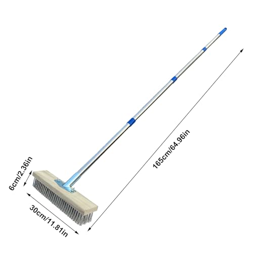 Besen für den Außenbereich, steife Borstenbesen für Beton, Scheuerkraft, wetterbeständiges Design, langer Stiel für einfache Reinigung, für Terrassen, Höfe, Gärten, Moosentfernung – Bild 7