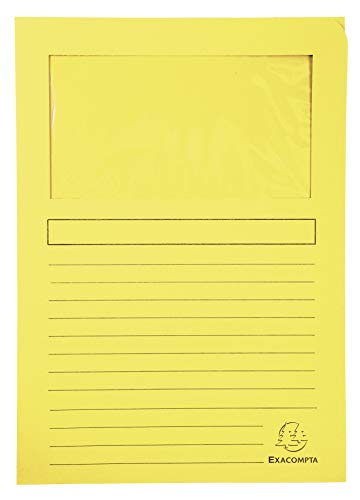 Exacompta 50450E 10er Pack Fenstermappen Super PEFC zertifiziert Karton 160g/m² praktisch und robust für DIN A4 farbig sortiert Dokumentenmappe Einschlagmappe