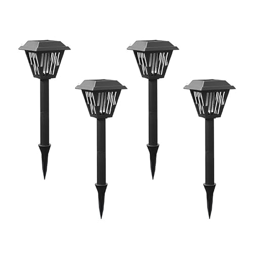 HUIEBOO【爆売れ中!】【4個セット】 電撃殺虫器 屋外 ソーラー充電式 電撃殺虫機 捕虫器 UV光源誘引式 360°強力蚊除け 電気蚊取り器 虫除け コバエ取り 蚊取りと照明両用 ガーデンライト 殺虫機 虫対策 配線不要 防水 静音 省エネ 置く/吊