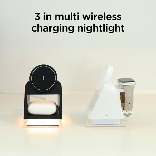mooas Crystal Lamp 3 in 1 Mag-safe Wireless Charging Stand (Black), 2 Color Nightlight, 3 in 1 wireless charger, Compatible with iPhone 12/13/14/15, Galaxy S21, S22, S23, S24, Apple watch Galaxy watch