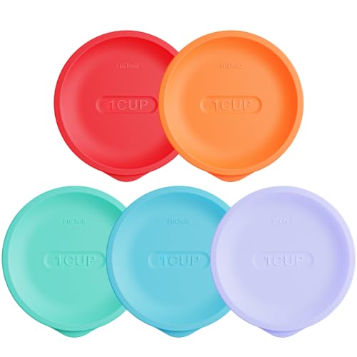 Replacement Lids for Pyrex 7202-PC 1 Cup, Silicone Round Storage Cover Lid for Anchor Hocking Glass Bowl 5 Pack Mixed Color - image 1