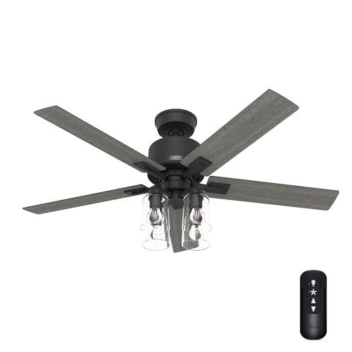 Image of Hunter Techne, Indoor, Ceiling Fan, Smart, Quiet, 52 inch, Matte Black