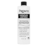 Pronto 100% Pure Acetone - Quick, Professional Nail Polish Remover - For Natural, Gel, Acrylic, Sculptured Nails (16 Ounces)