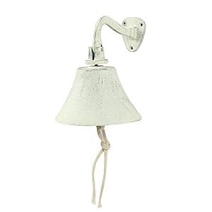 Hampton Nautical K 0272 W Whitewashed Cast Iron Hanging Ships Bell 6