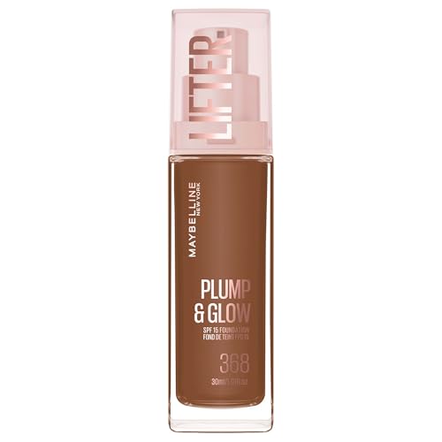 Maybelline New York Lifter Foundation, FlĂĽssiges Make-up fĂĽr strahlenden Teint mit Hyaluron und Niacinamid, polstert auf & spendet Feuchtigkeit, Nr. 368, 30 ml