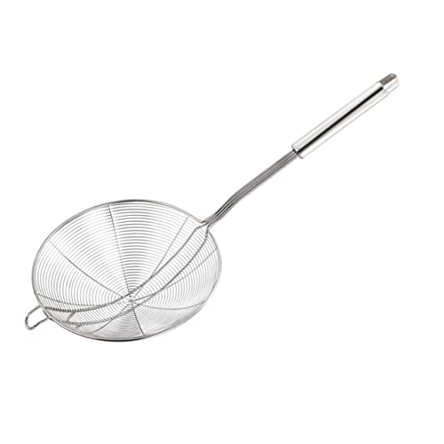 HAKIDZEL Stainless Steel Wire Skimmer Spoon Hot Pot Colander with Ergonomic Handle for Draining Pasta Noodles and Vegetables Stable Design for Kitchen Use