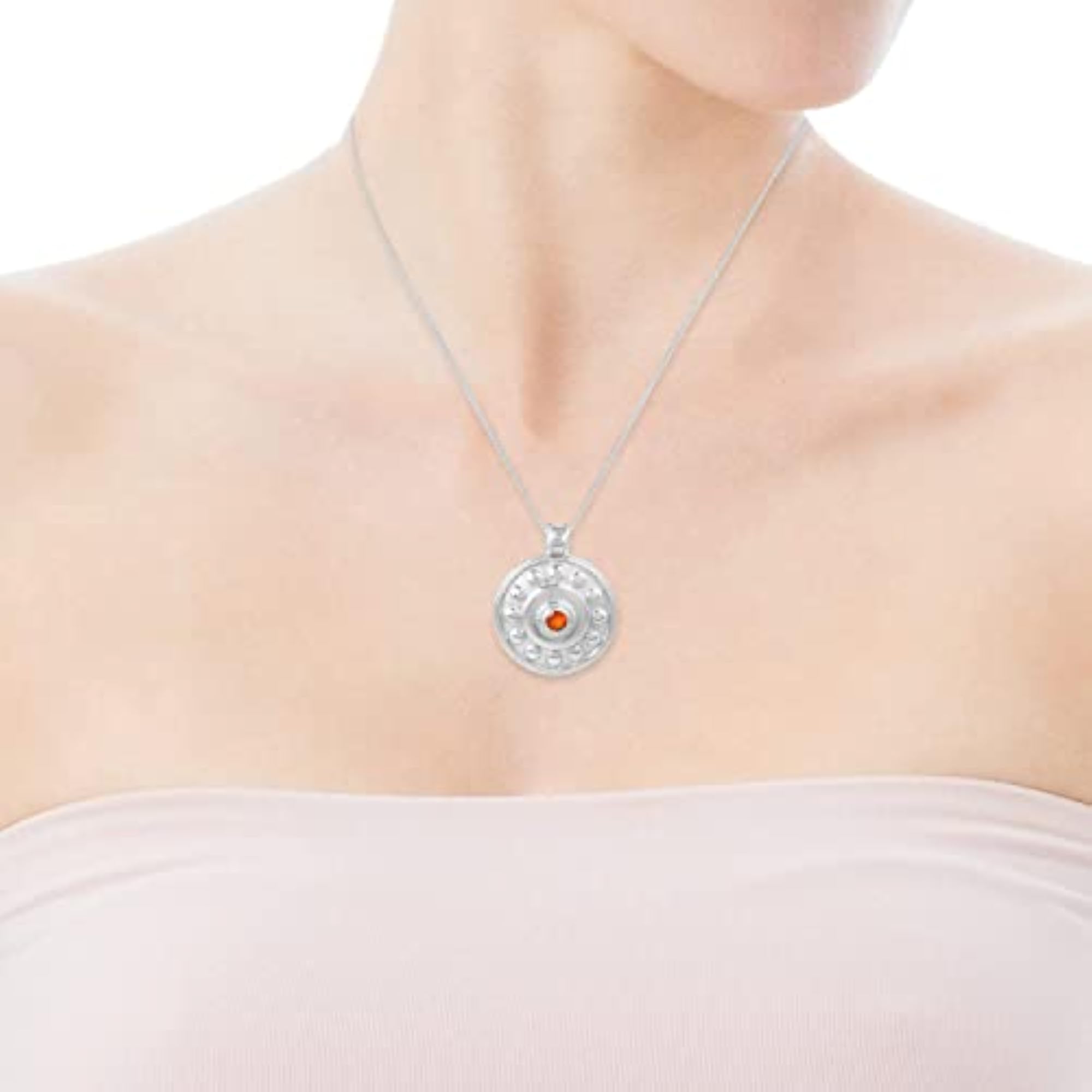 Women's Elegant Carnelian 925 Sterling Silver Pendant