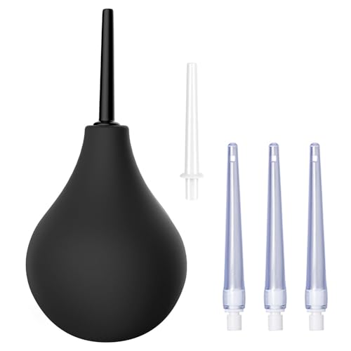 Enema Bulb Kit Anal Douche for Men Women 7.9oz Enema Kit for Colon Cleansing Made of Comfortable Silicone with 5 Nozzles