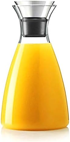 Hiware 50 Oz Glass Drip-free Carafe with Stainless Steel Flip-top Lid, Hot and Cold Glass Water Pitcher, Tea/Coffee Maker & Cafe, Iced Tea, Beverage Pitcher As Well As for Decanting and Serving Wine
