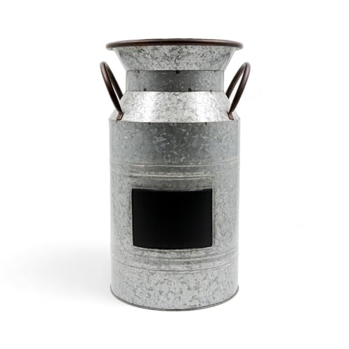 Hosley 15 Inch Chalkboard Milk Can - Rustic Farmhouse Decor Vintage Metal Vase for Floral Arrangements Wedding Centerpieces Kitchen Home Office