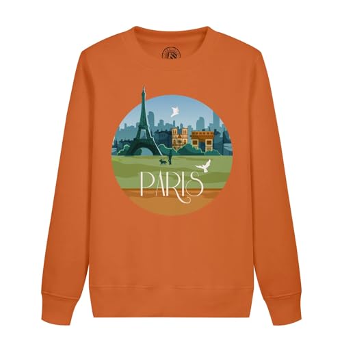 Sweatshirt enfant Paris paysage avec Tour Eiffel en coton doux style décontracté