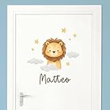 Little Deco Türaufkleber, Wandtattoo Kinderzimmer, Wandsticker, Sticker personalisiert, Babyzimmer Deko, Wunschtext Aufkleber, Tür Namensschilder Kinder, Stickers selbstklebend, Löwe