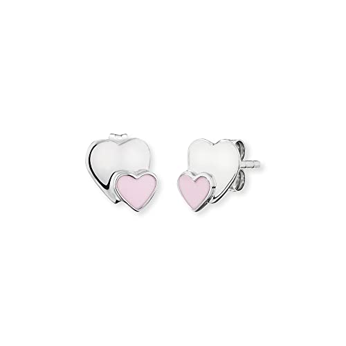 Engelsrufer Herzengel Kids Collection Herz-Ohrstecker aus 925er Silber und Zirkonia in der Farbe Silber-Rosa, Maße: 9 mm x 8,5 mm, HEE-13-HEARTS-ST Cover