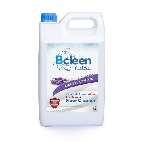 Bcleen بيكلين Disinfectant Floor Cleaner 5L Lavender Scent Kills 99.9% of Viruses and Bacteria Surface Cleaner for Floors Toilets & Drains - 5L
