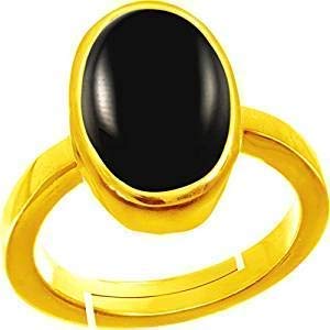 12.00 Ratti 11.00 Carat Sulemani Hakik Ring Akik Ring Original Natural Black Haqiq Precious Gemstone Astrological Gold Plated Adjustable Ring Size 16-24 for Men and Women,s