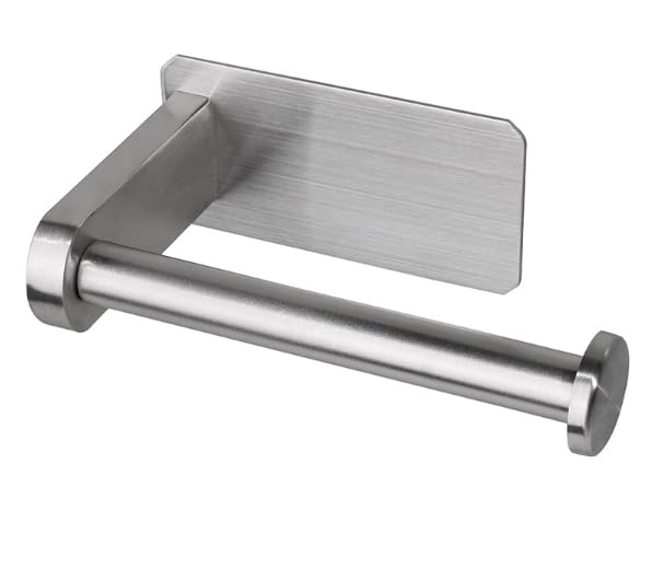 Toilet Roll Holder Wall Mounted, Self Adhesive No Drilling 304 Stainless Steel Toilet Paper Holder, Waterproof Rust Resistant Bathroom Accessories for Bathroom & Kitchen, Silver