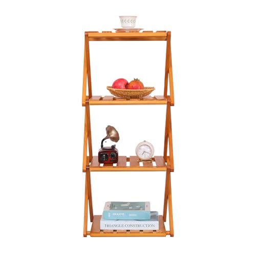 Image of Cxhyjj 4 Tier Portable Folding Shoe Storage Rack Natural Bamboo Vertical Shoe Rack for Corridors, Bedrooms Living Room Corner and Small Spaces (Brown)