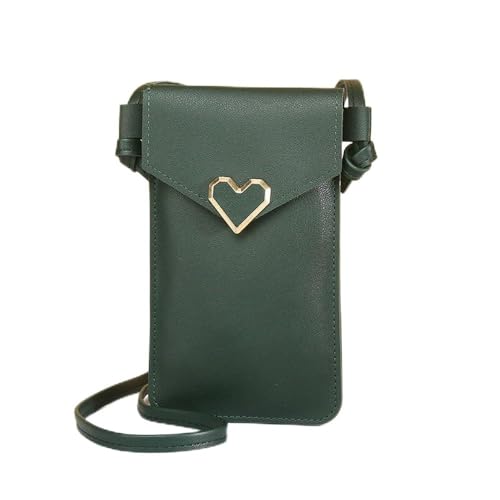 Bolsa tiracolo para celular com alça e alça para celular feminina, Verde, Verde