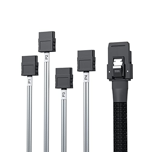 10Gtek MiniSAS SFF-8087 Fan-Out Cable Breakout to 4xSATA, 6Gbps High-Speed Cable for RAID Controllers, Servers & Storage Enclosures, 0.5-m(1.6ft)