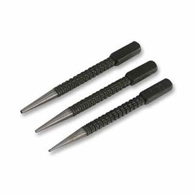 NAIL PUNCH SET 3 PIECE. CENTER PUNCH. PIN. DIY. WOODWORK. WOOD WORK. NEW STEEL.