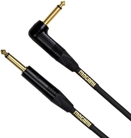 Mogami Gold Instrument Right Angle 18 Electric Guitar Instrument Cable 1/4 Inch TS to TS Electric Guitar Cable 18ft, Guitar Amp Cord, Right Angle Connectors, OFC Core, Anti-Noise Pro Audio Quality