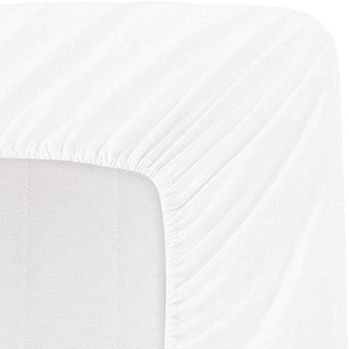 Image of Sweet Dream's 750 Collection Egyptian Cotton Fitted Bedsheet 4 to 12 Inch Matress 15 inch Drop Twin XXL Bed (42x72) Inches (3.5 by 6) Feet + 2 Pillow Covers (18x28), Bright White