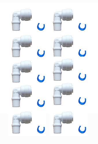 1/8" thread Quick Connect Elbow for 1/4" Reverse Osmosis tubing, 10 pcs