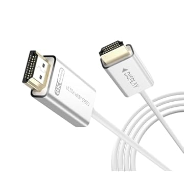 Cabo HDMI 2.1 de fibra óptica 10 m-48Gbps ultra alta velocidade, 8K @60Hz 4K @120Hz, HDCP 2.3, Dynamic HDR-compatível com RTX 4090, PS5, Box, Samsung TV, projetores - Slim White HDMI Calbe