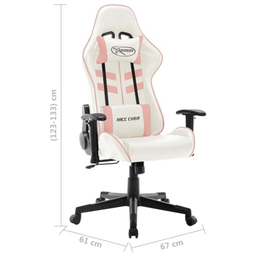 Sedia da Gaming Poltroncina Relax Arredo Moderna Elegante Robusta Lavoro Relax Arredo Arredamento Casa Bianca e Rosa in Similpelle - Sedia gaming - Immagine 1