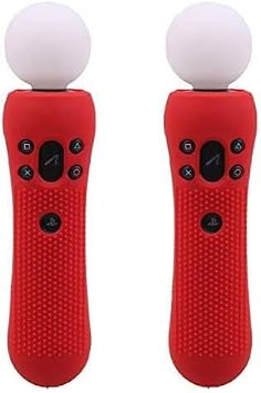 OCity Anti-Slip Silicone Cover Rubber Protective Skin Case Cover for Playstation PS4 VR Move PS Move Motion Controller 1 Pair Red