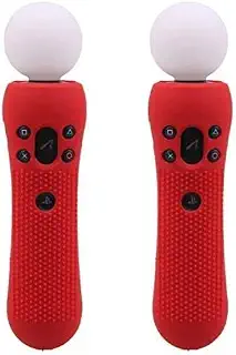 OCity 滑り止めシリコンカバー ゴム製保護スキンケースカバー Playstation PS4 VR Move PS Move モーションコントローラー用 1組 レッド