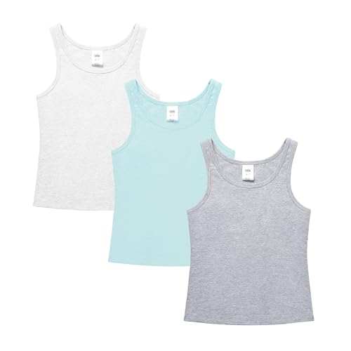 QBK 6-16Years Girls Tank Top with Built in Bra Training Bras Cotton Camisole Built in Bra Undershirts with Shelf Bra