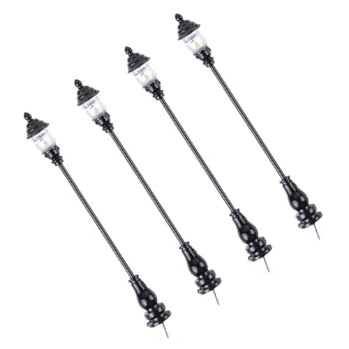 BESTonZON 4個 ミニチュア園灯 屋外用スケールモデル街路灯 シーン装飾用耐久性素材採用 安定した平底設計 ミニハウス サンドテーブル用風景