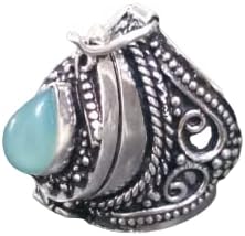 Aqua Chalcedony Ring, Poison Box Ring, Sea Color Stone Ring, Birthstone Ring, Locket Ring, Poison Pill Box, Designer Box Ring, Healing Crystal Ring, Wide Band Ring