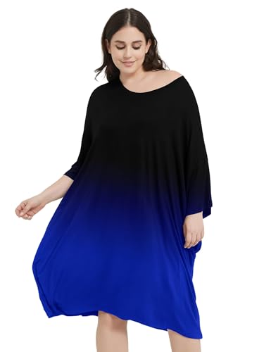 Image of KFUBUO Plus Size Nightgowns for Women Oversized Sleep Tshirts Dress Short Sleeves Sleepwear With Pocket Fit S-5XL