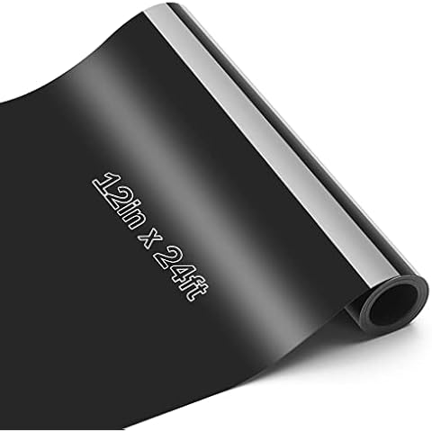 Flasoo Heat Transfer Vinyl Rolls, 12" x 24ft HTV Iron on Vinyl for Shirts, Compatible with Cricut, Cameo, Heat Press Machines(Black) Cover