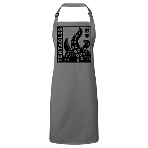 Tablier cuisine gris pieuvre japonaise dessin manga de qualité premium