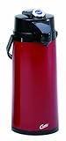 Wilbur Curtis Thermal Dispenser Air Pot, 2.2L Red Body Glass Liner Lever Pump - Commercial Airpot Pourpot Beverage Dispenser - TLXA2206G000 (Each)