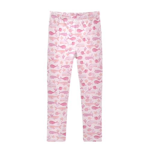 ZZKKO Girls Leggings Whales Fish Coral Toddler Girls Clothes Leggings for Girls Toddler Girls Leggings 3-4T