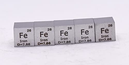 Image of 0.39 inch 10mm Iron Ferrum Metal Cube Fe up to 99.9% Pure Periodic Table Element Engraved Density Collection Science Education Display Block Cube + Acrylic Case Box - 1PC