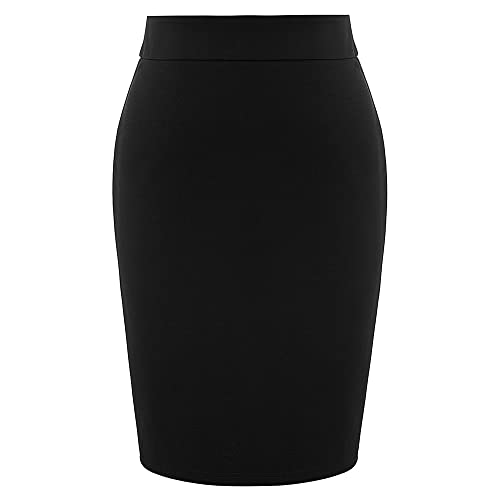 Hanna Nikole Bleistiftrock Damen Große Größe Elegant Strech Business Arbeit Office Schwarz 42-44 Cover