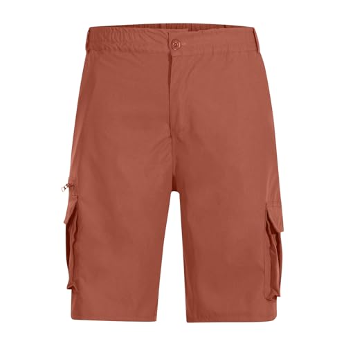 Image of Men Cargo Shorts Elastic Waist Outdoor Casual Shorts Stretch Drawstring Summer Baggy Joggers Short with Pockets