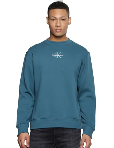 Calvin Klein Jeans Herren Sweatshirt Monologo Crew Neck ohne Kapuze, Blau...